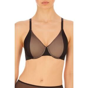 Natori 724332 black cafe side effect mesh unlined underwire bra 30G NEW